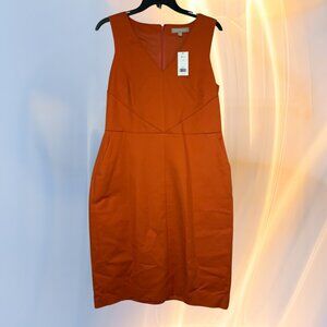 NWT Banana Republic Orange V-Neck Sleeveless Sheath Dress Size 10